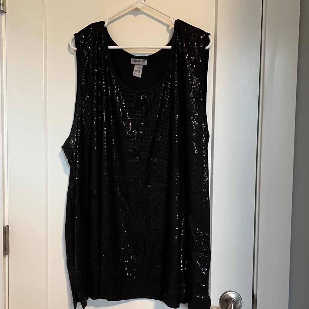 Black Sequin Sleeveless Top